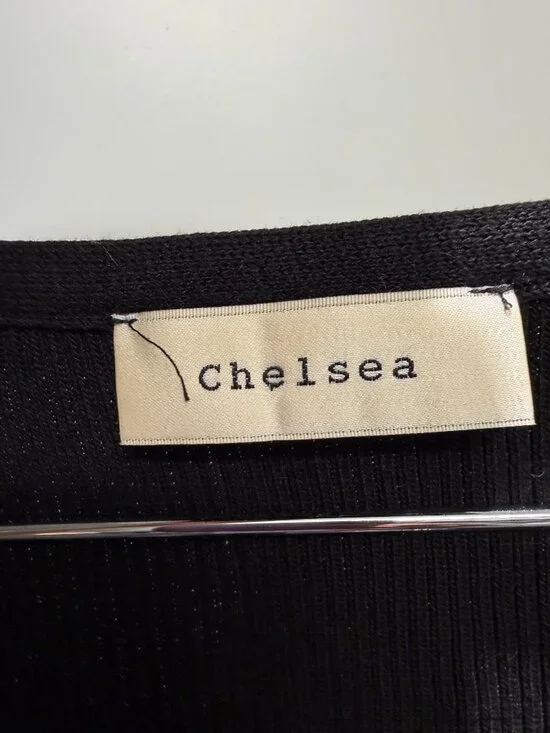 Black Ribbed Crop Top w/ Rhinestone Drawstring - Picture 3 of 3